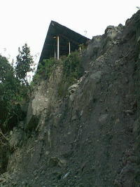 Slumping slope beneath Eco Himal lodge