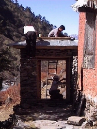 Working on the gompa gate